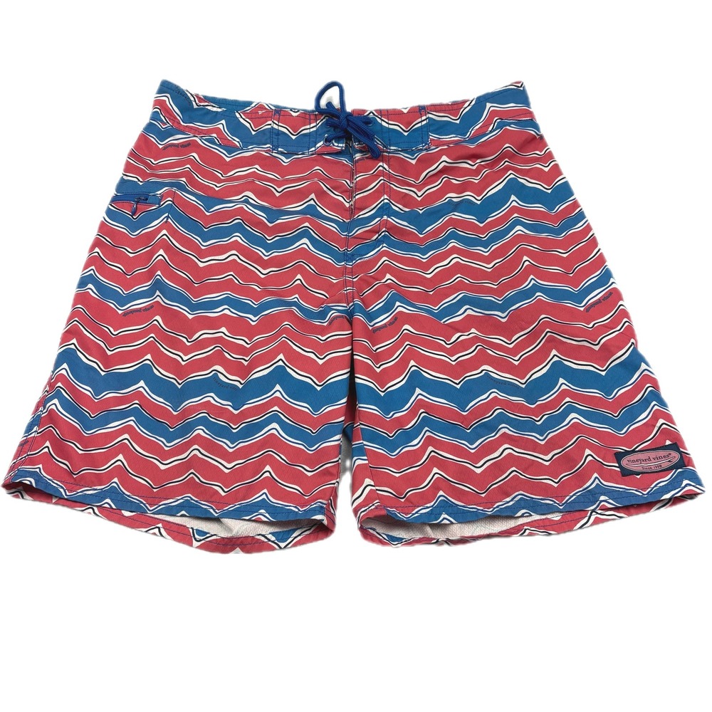 Vineyard Vines Mens 32 Zig‎ Zag Swim Trunks Quick‑Dry Drawstring Casual Beach